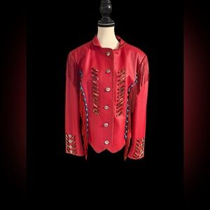 Red Clay People 1990’s Red Leather Fringe Jacket